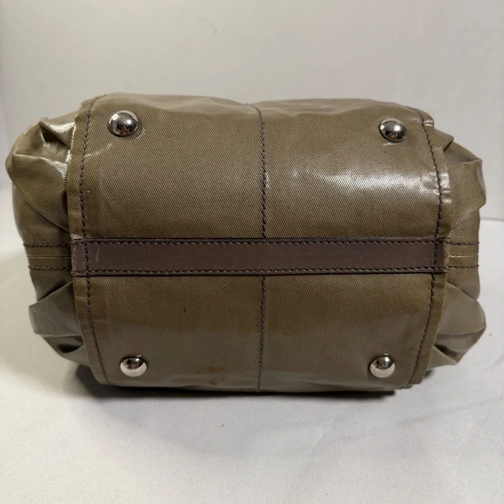 Tod's Shoulder Bag Medium Bronze Coated Canvas Leather Trim Tote + Luxury Hobo
